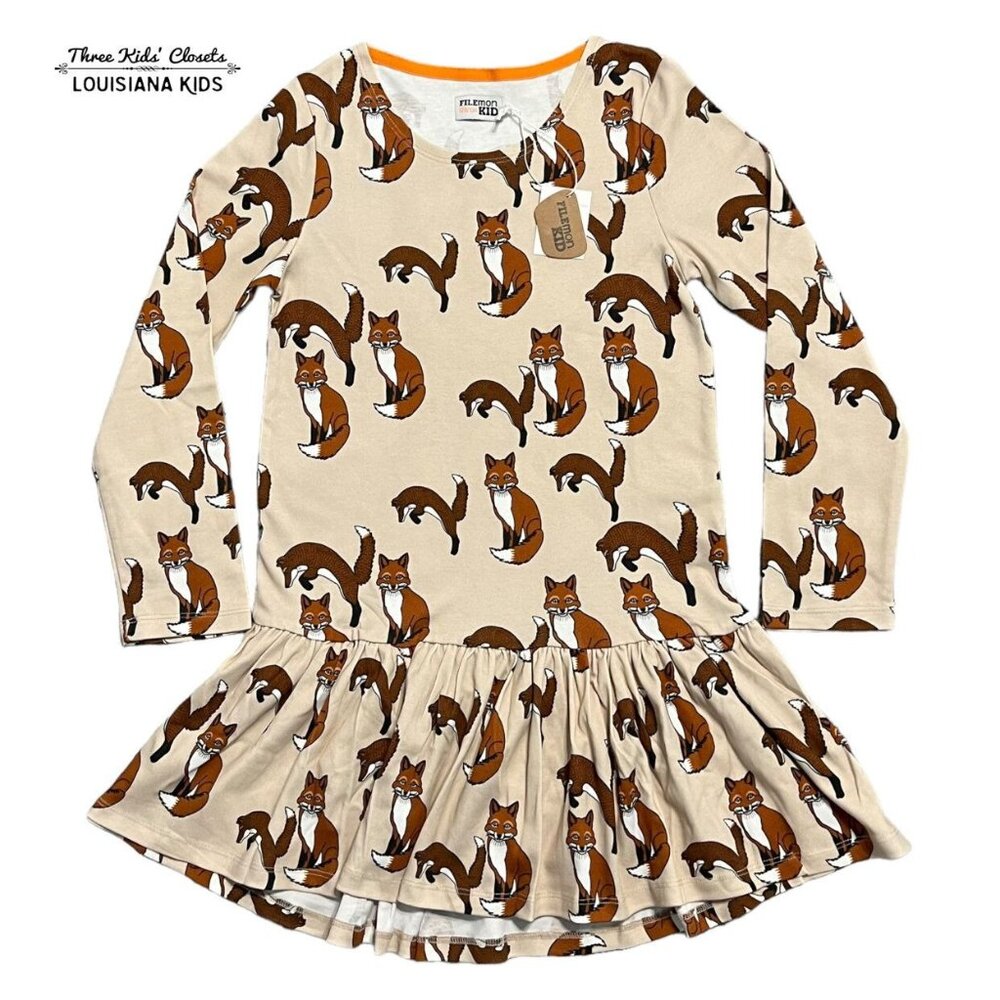 NEW Filemon Kid Sz 128/134 (8-9Y) Organic Fox Dress